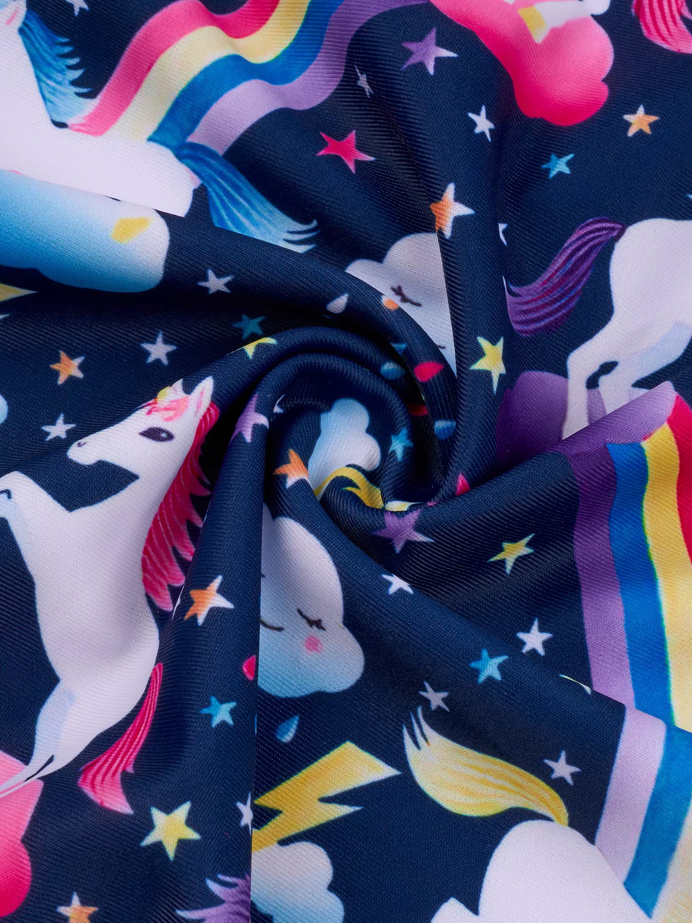 Kids Girls One-Piece Long Raglan Sleeve Animal Horse Print Rash Guard Boyleg Shorts Swimwear