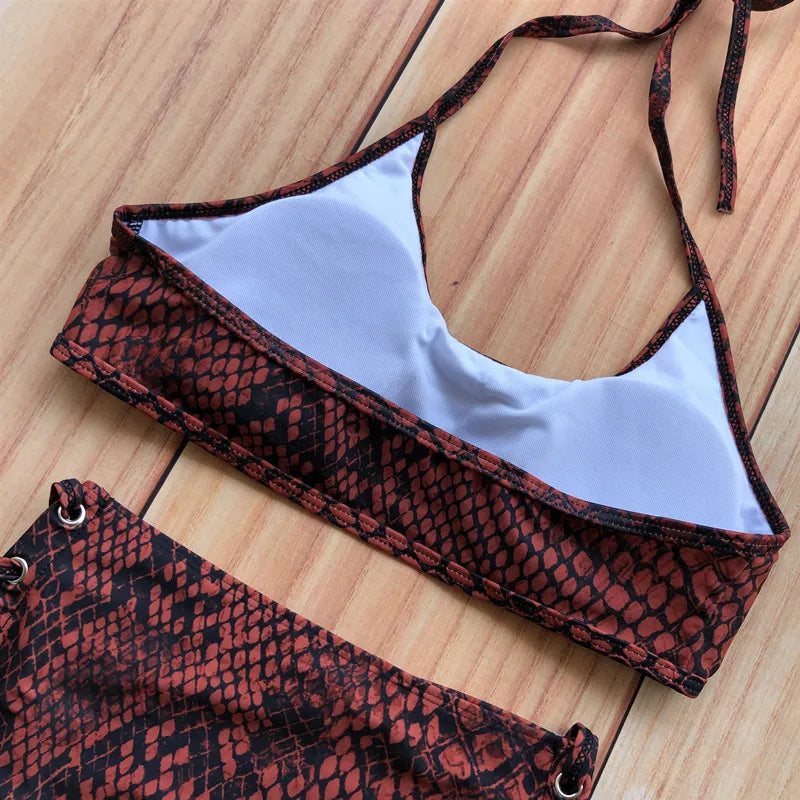 Women Swimsuit High Waist Bandage Sport Swimwear Bikini Push Up Beachwear Bathing Suit