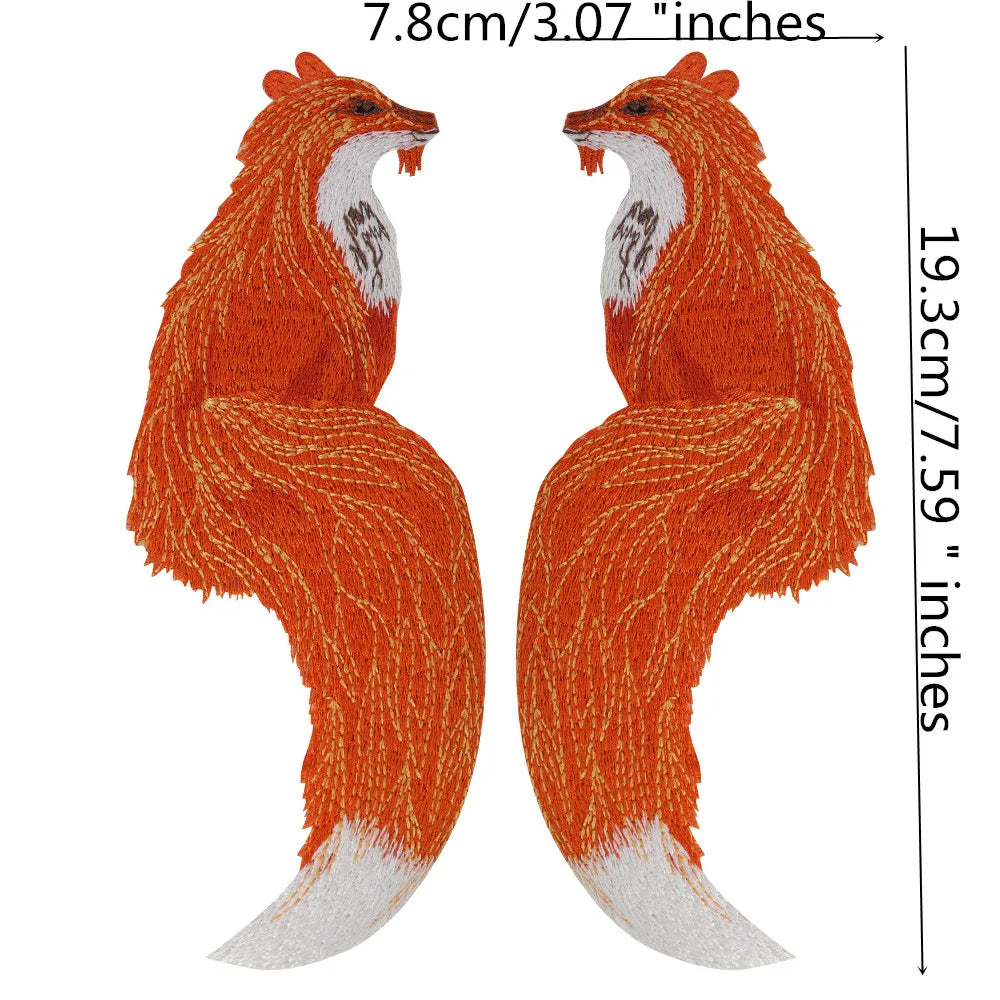 Embroidery Animal Fox Cat Patch Sewing Patches Clothes Stickers Garment