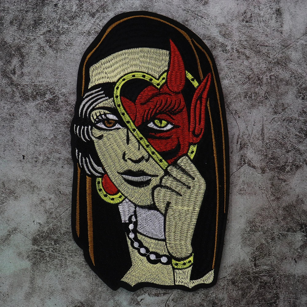 Embroidered Beauty Sexy Red Rose Love face Girl Patch Iron On Embroidered Patches for Clothes
