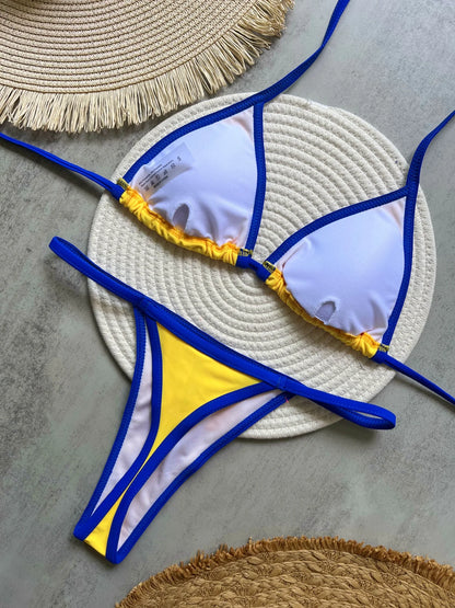 G-string Thong Brazilian Bikini Swimsuit Two-pieces Bikini Brazil Flag Bathing Suit