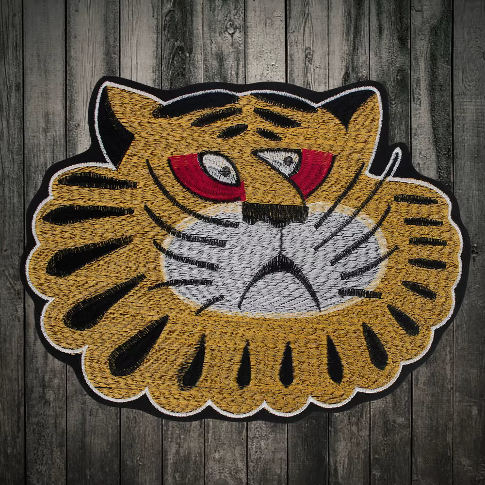 Large Animal Tiger Head Embroidery Patch Appliques Iron on Patches Badge Clothes Sewing