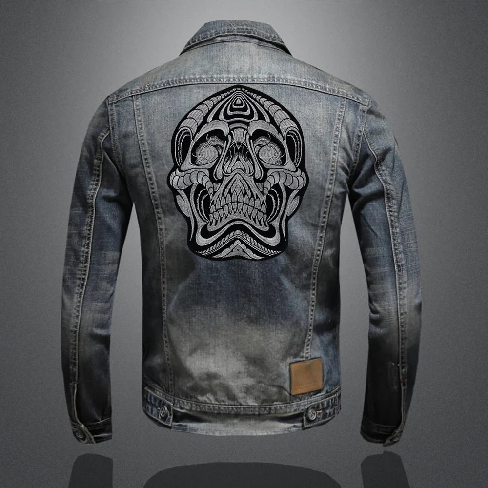 Large Size Skull Embroidered Patch for Clothes Patches Iron on Sew on Badges Appliques