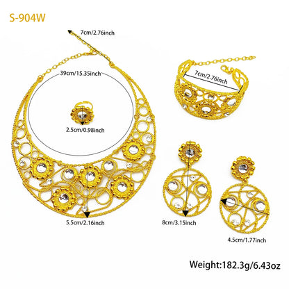 Ethiopian 24K Gold Plated Women African Bridal Wedding Large Pendant Necklace Earrings Bracelet Ring