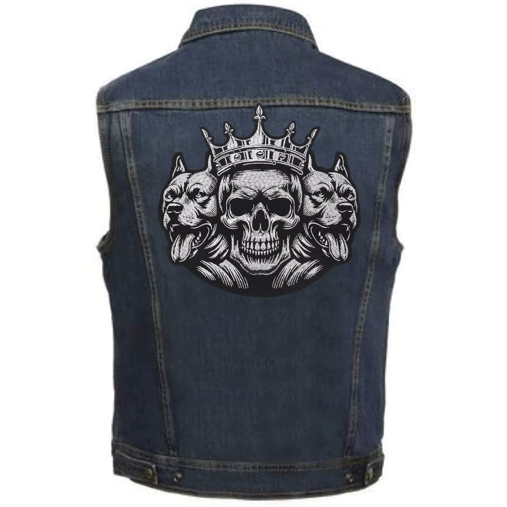 Cool gold and silver crown skull Embroidered Patch Appliques Iron on Patches Badge Clothes Sewing