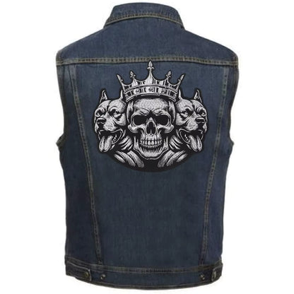 Cool gold and silver crown skull Embroidered Patch Appliques Iron on Patches Badge Clothes Sewing