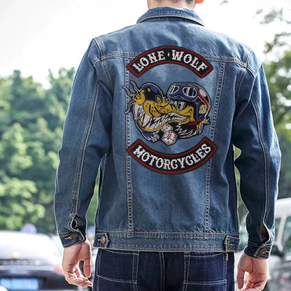 Large letter dog Embroidery Motorcycle Biker Patch Appliques Iron on Patches Badge Clothes Sewing