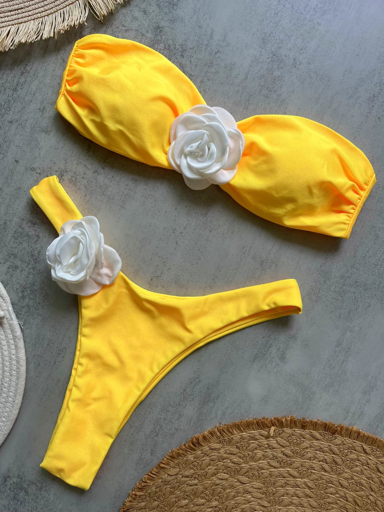 Sexy Flower Women Lace-up Swimsuit Swimming Bathing Brazilian Thong Bikini Suit