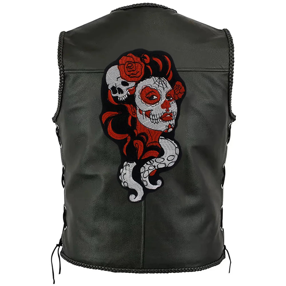 Punk Skull Embroidery Ghost Bride Stripe Badge Patch Iron on Patches Clothes DIY