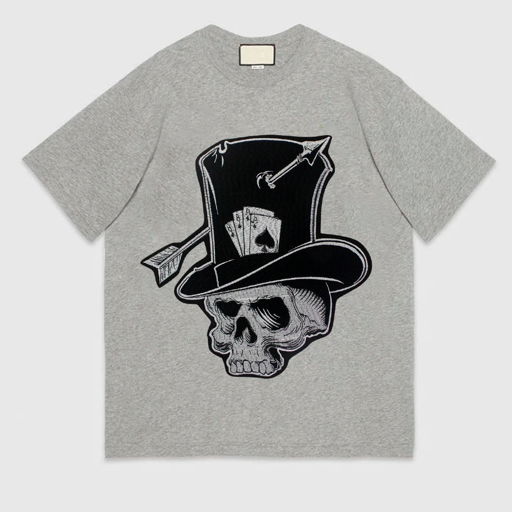 Poker Ace of Spades Embroidery Skull Iron Patch For Clothing Patches Punk Appliques sewing Sticker