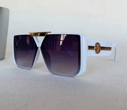 Men Women Punk Vintage Square Designer Letter V Driving UV400 Eyewear Sunglasses