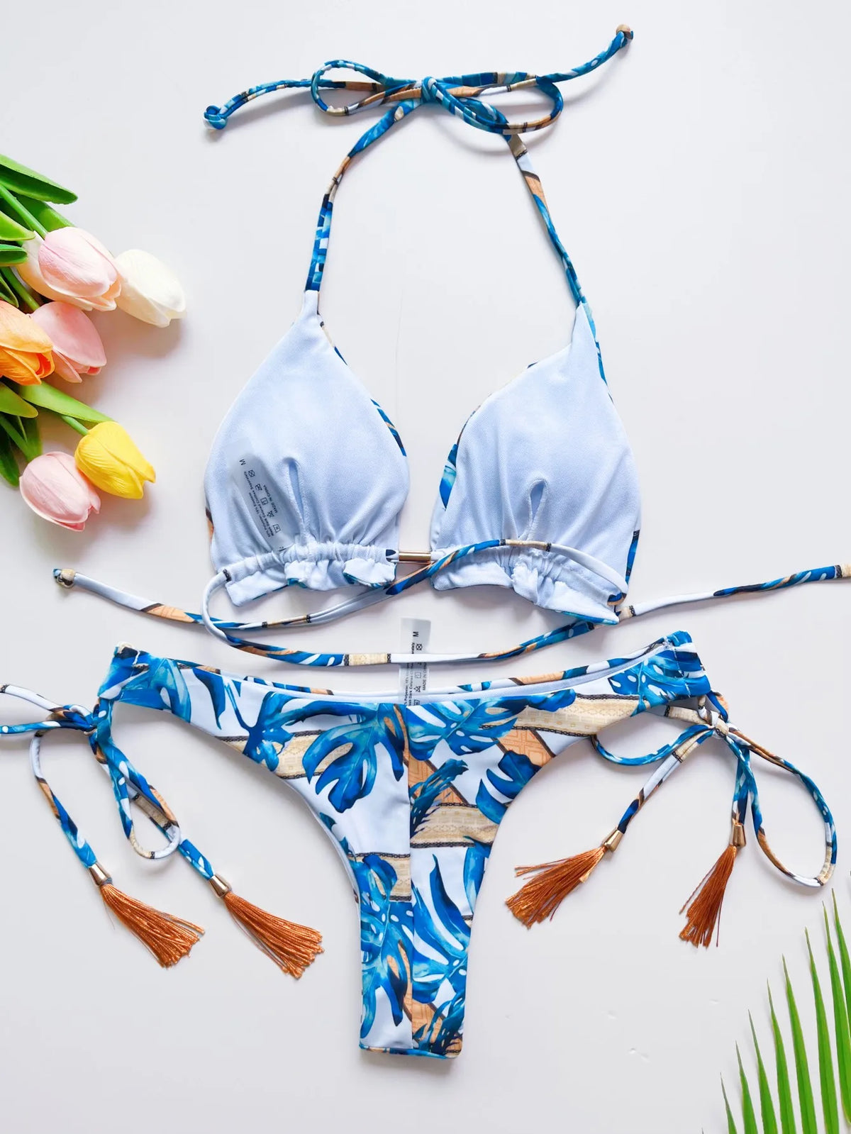 Women Print Cut Out Swimwear Low Waist Swimsuit Micro Bathing Triangle Beachwear Bikinis Set