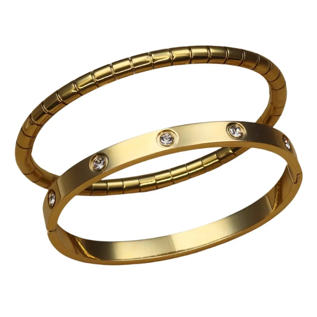 Luster Zircon Women's High Polished Stainless Steel Gold Color Bracelet Bangle Fashion Jewelry