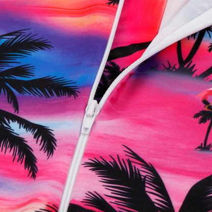 Girls Kids One-Piece Long Sleeve Hawaii Print Beach Boyleg Shorts Swimming Swimsuit