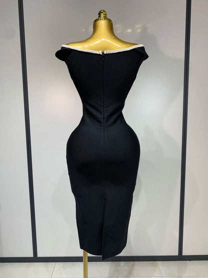 Sexy Mesh Patchwork Bandage Off Shoulder Cocktail Evening Party Birthday Dress