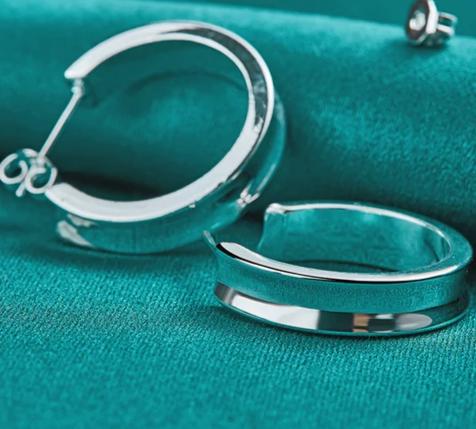 925 Sterling Silver 23mm Smooth Woman Gift Christmas Party Wedding Hoop Earrings