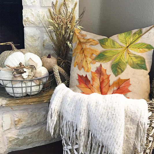 Maple Leaf Polka Dot Design Thanksgiving Cushion Cover Pillowcase Decor