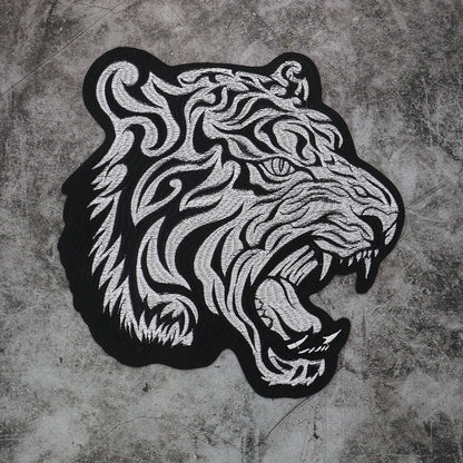 Cool tiger Embroidery Applique Patches for Clothes Iron on biker patch animal stickers DIY