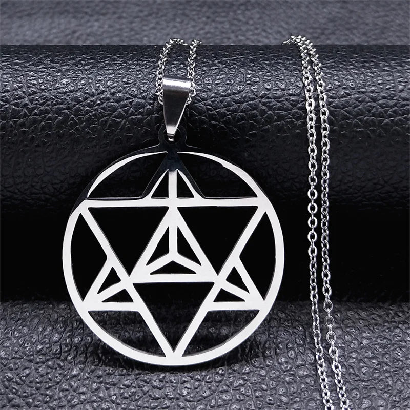 Men Seal of Solomon Talisman Protection Seven Archangels Amulet Stainless Steel Necklace