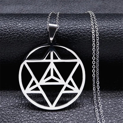 Men Seal of Solomon Talisman Protection Seven Archangels Amulet Stainless Steel Necklace