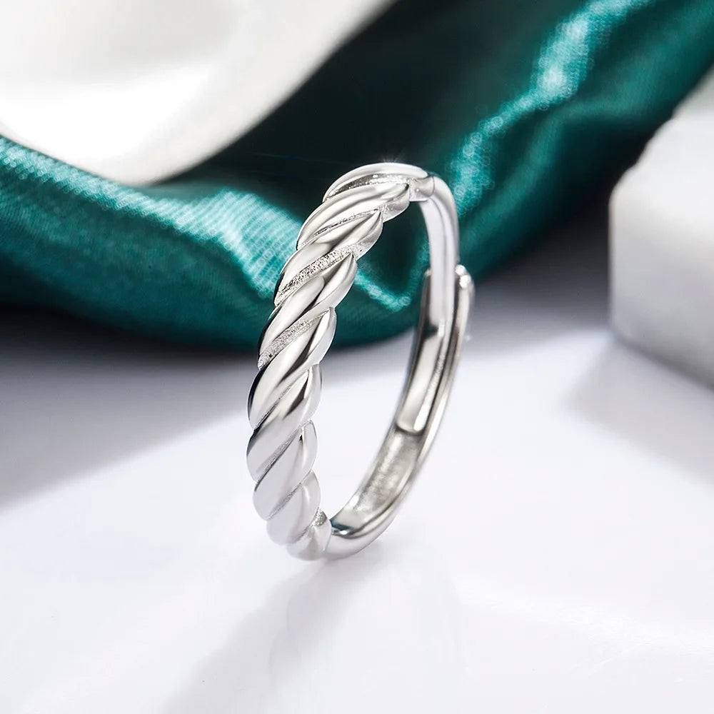 Women Men's 925 Sterling Silver Spiral Crystal Zircon Couple Bridal Wedding Rings