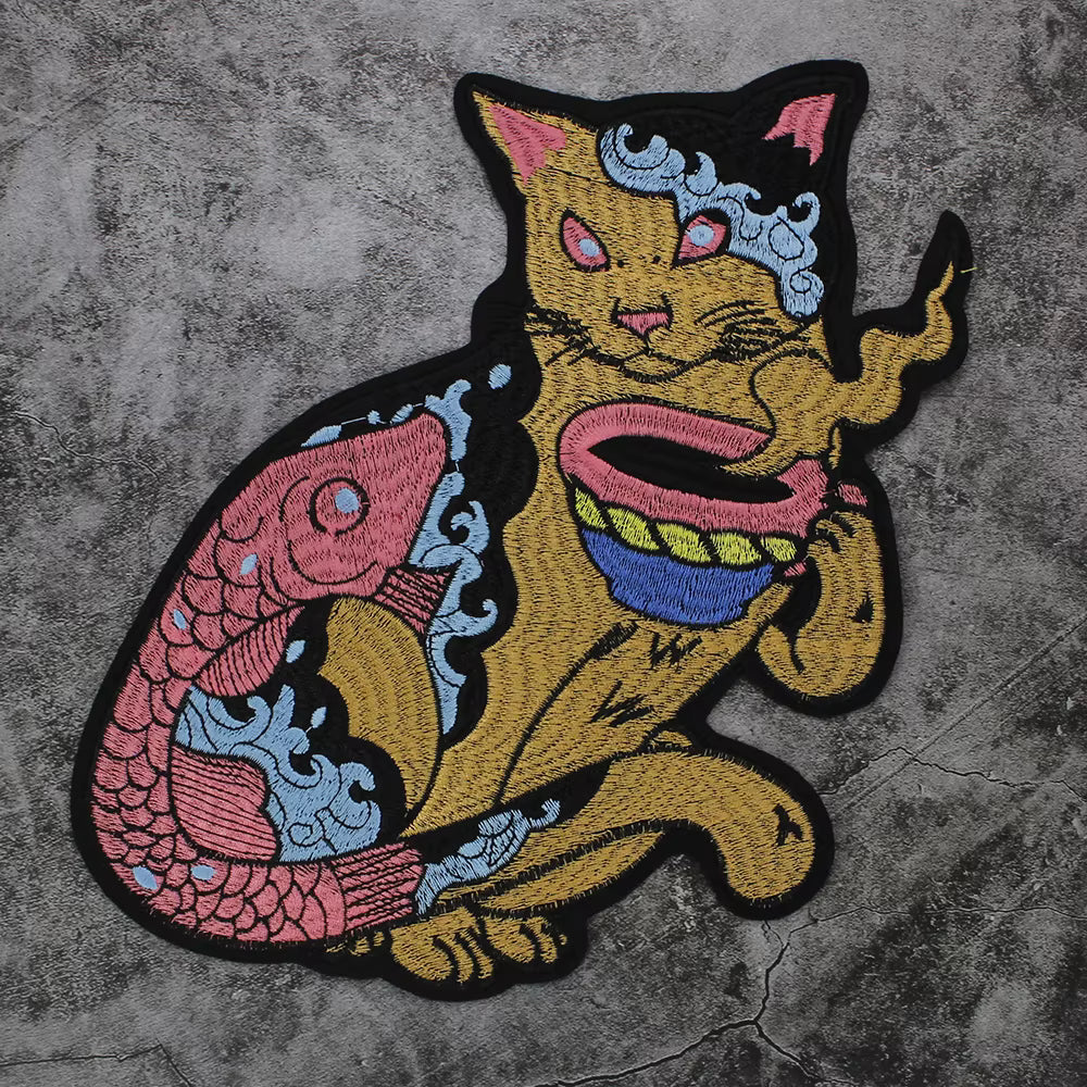 Catfish Embroidery Motif Patch Appliques Iron on Patches Badge Clothes Sewing