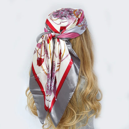 90cm Women Four Seasons Square Silk Satin Bandana Wrap Shawl Scarves Scarfs gf02