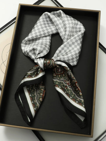 Women Fashion Square Small Silk Satin Scarf Design Printed Bandana Scarves