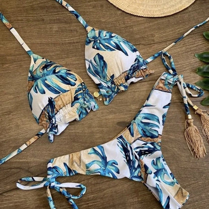 Women's bikini split print swimsuit Brazil 2-piece beach swimsuit Suit