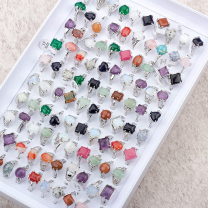 20 Pcs/Lot Rainbow Stone Women Men Mixed Charm Fashion Rings