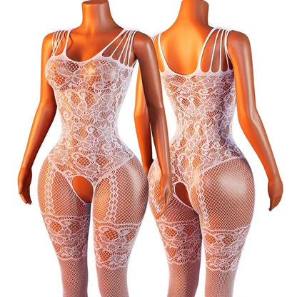 Sexy Open Crotch Women Fishnet Underwear Transparent Bodysuit Catsuit Cosplay Costumes Bodystockings
