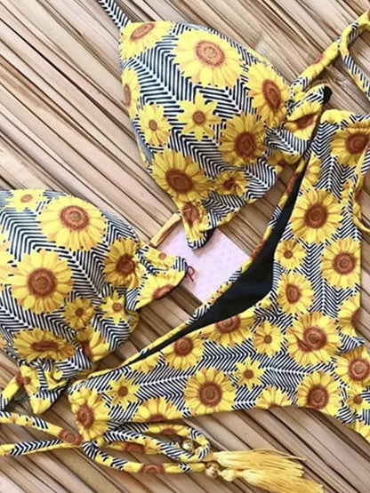 Sexy Print Swimsuit Bandage Two-Piece Swimwear Brazilian Beachwear Bathing Suit