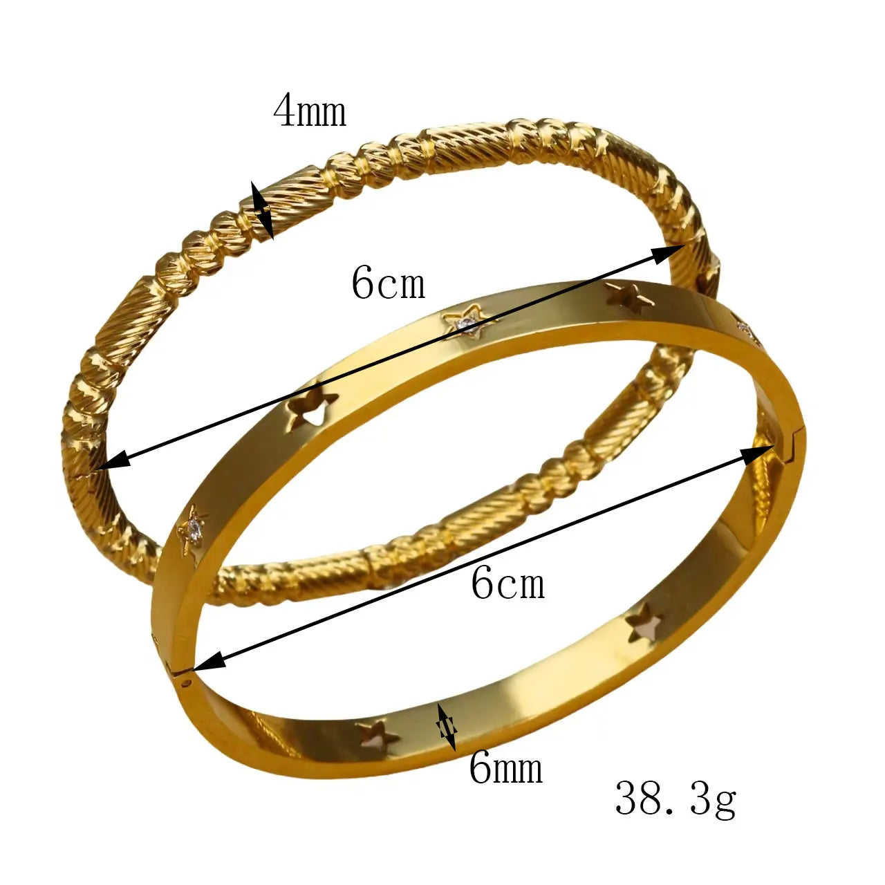Fashion Stainless Steel Crystal Charm Gold Color Bracelet Women's Bangle