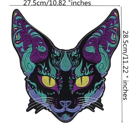Embroidery Domineering Black Moon Cat Patch Appliques Iron on Patches Badge Clothes Sewing
