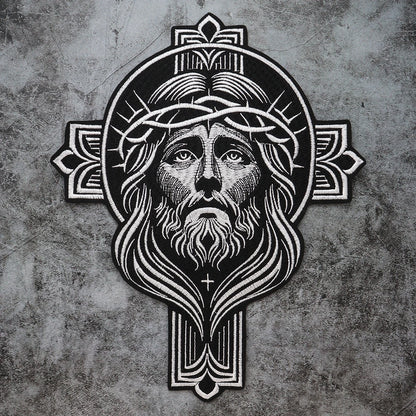 Big Cross Skull Gothic Punk Rock Iron on Patches Embroidered Crown Skull Patch Clothes Sewing Stickers