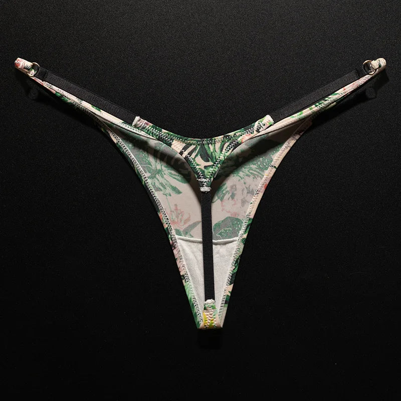 Women Ice Slik Low Waist G-String Leopard Flower Panties Briefs Thong T-back Underwear Lingerie