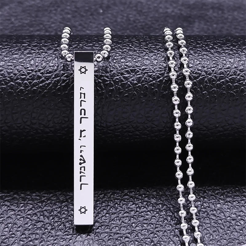 Jewish Hexagram Stainless Steel Star of David Israel Mezuzah Religion Amulet Necklace