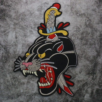 Animal Embroidery Leopard Sword Embroidered Patches for Clothing Applique Iron On Sewing