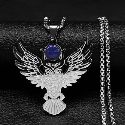 Men Stainless Steel Gothic Black Witchcraft Dragon Satan Viking Wolf Owl Wizard Necklace