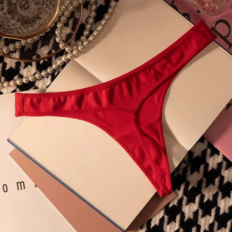 Women T-back Briefs Cotton G-String Thong Underwear Low Waist Seamless Panties