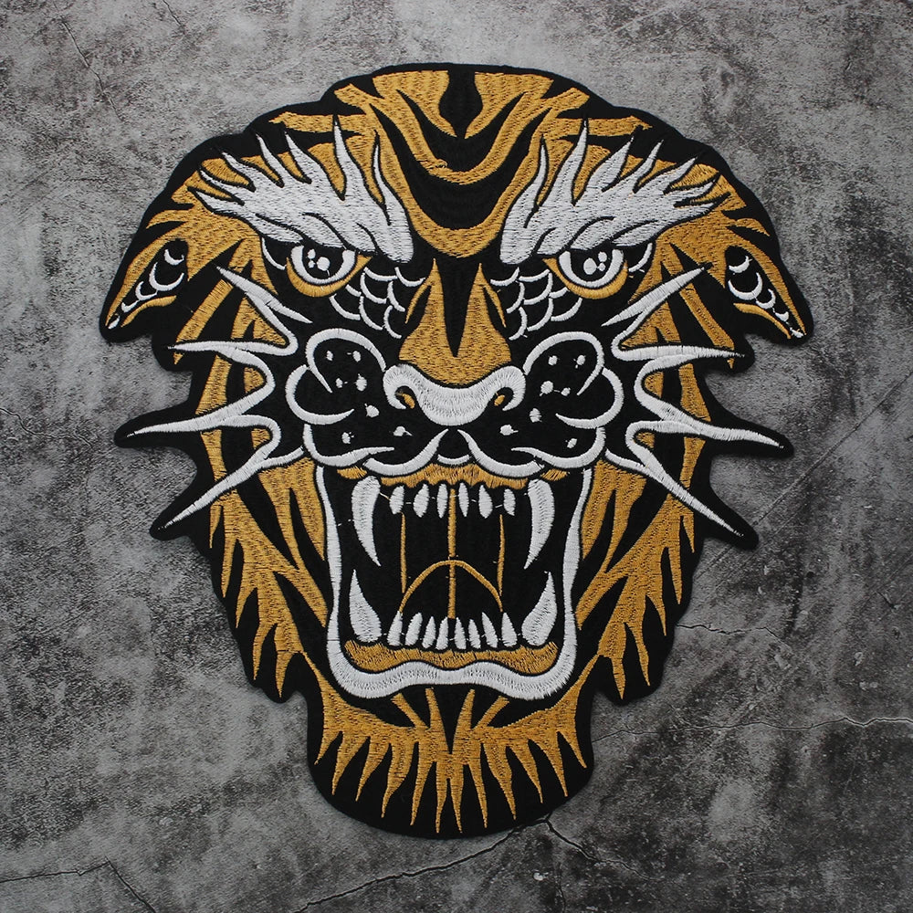 Embroidery Dragon head Patch Appliques Iron on Patches Badge Clothes Sewing