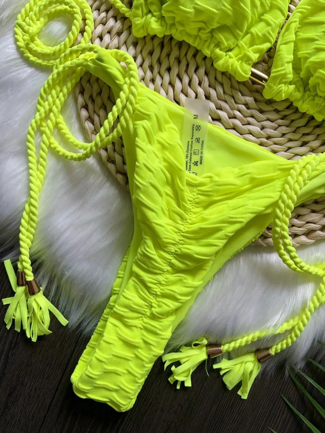 Sexy women's Split Necktie Swimsuit 2-piece Beach Swimwear Bikini Suit