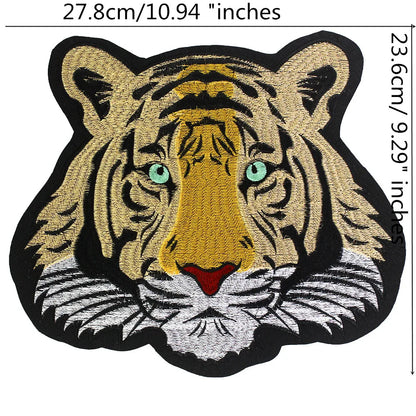 Large-size biker Punk Motorcycle Embroidered Tiger Skeleton Patch Appliques Iron on Patches Badge Clothes Sewing