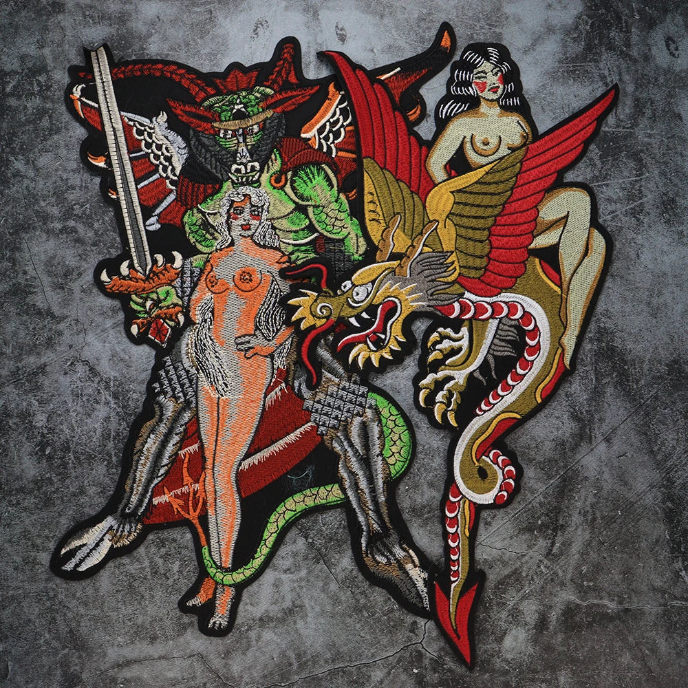 SEXY Women Dragons Patch Appliques Iron on Patches Badge Clothes Sewing