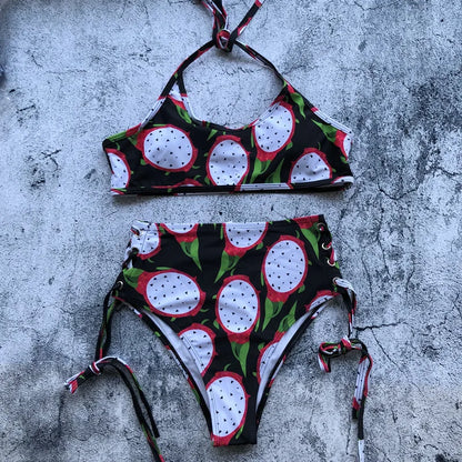 Women Swimsuit High Waist Bandage Sport Swimwear Bikini Push Up Beachwear Bathing Suit