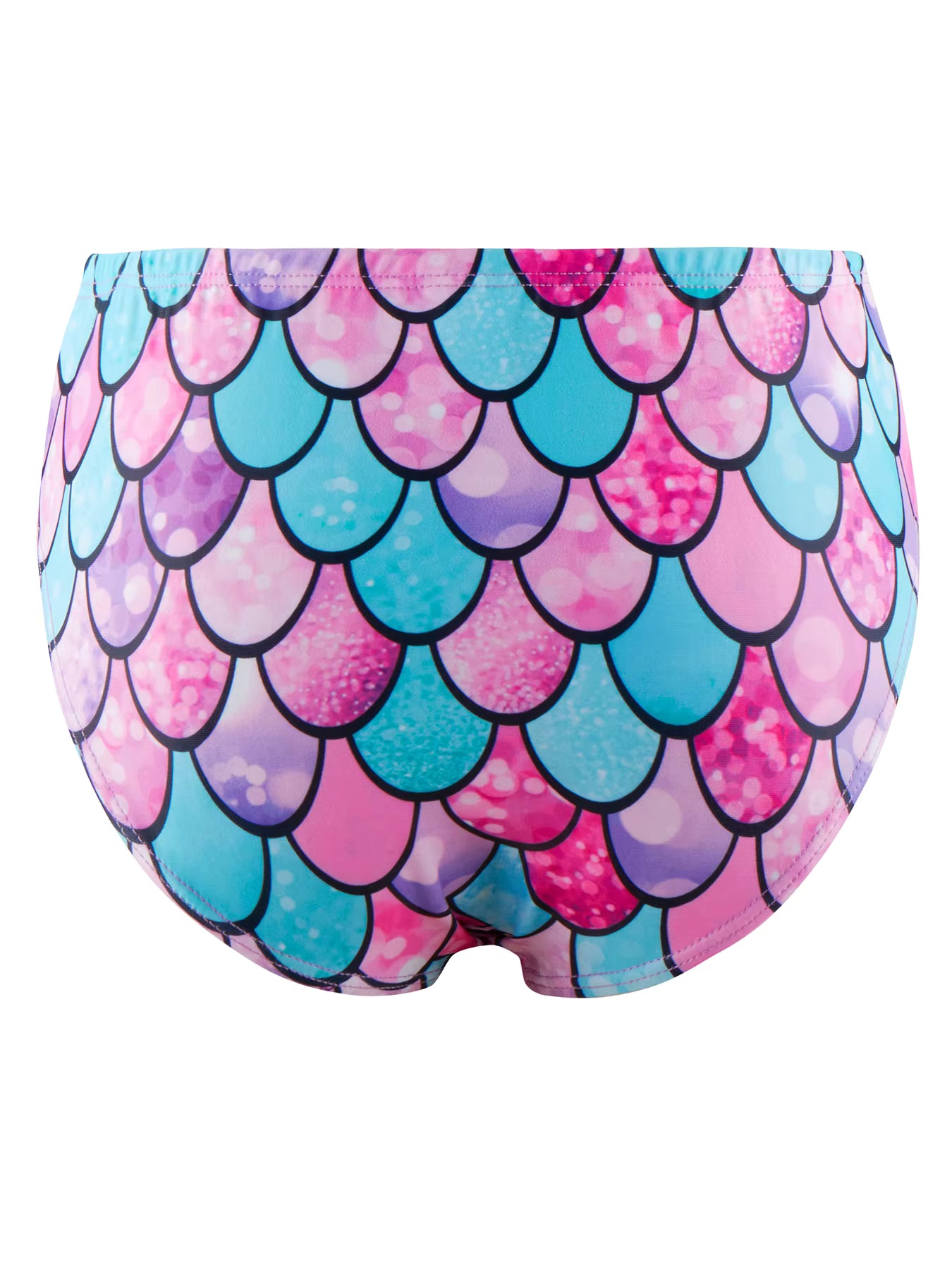 2pcs Kids Girl Sleeveless Pink Ruffle Crop Tops Scale Print Swim Briefs Swimming Suit