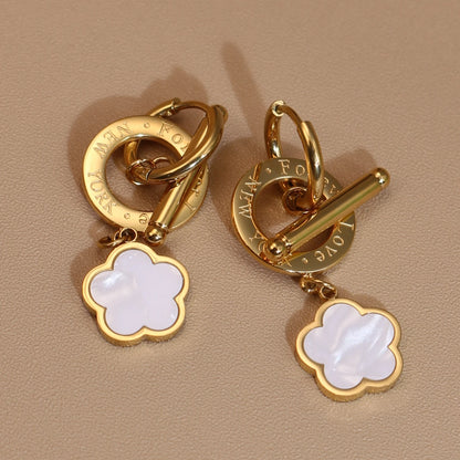 Stainless Steel Circle Heart Pendant Love Women's Party Wedding Earrings
