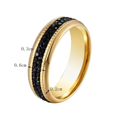 Women Zircon Stainless Steel Love Brand 18k Gold Color Wedding Ring
