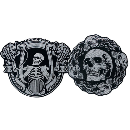 Skull Biker Cool Embroidery Patch Appliques Iron on Patches for Clothing Sewing