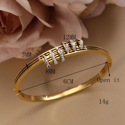Women's Love Stainless Steel Crystal Bracelets Half Face Hollow Design Bracelet Bangle Jewelry Gifts